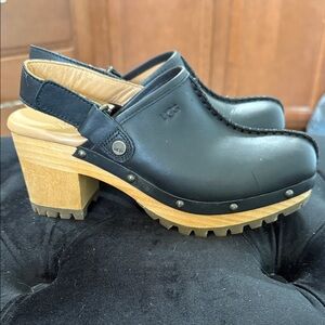 UGG Black Leather Slingback Shoes